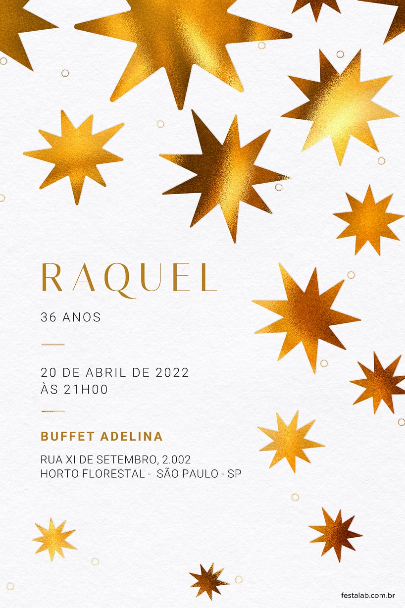 Convite de Aniversario Adulto - Estrelado